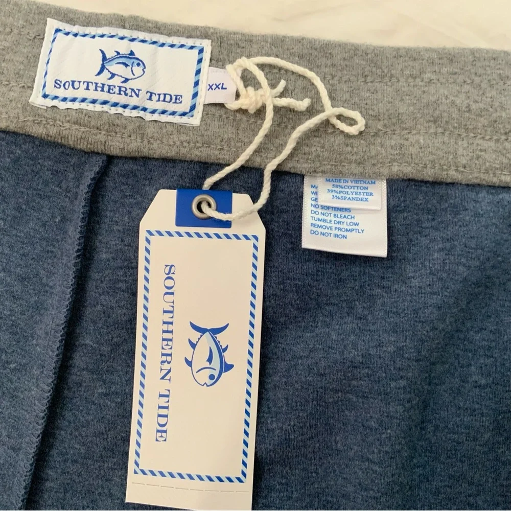 Southern Tide Sweatshorts Backrush Heather Lounge Shorts Blue XXL Pockets New